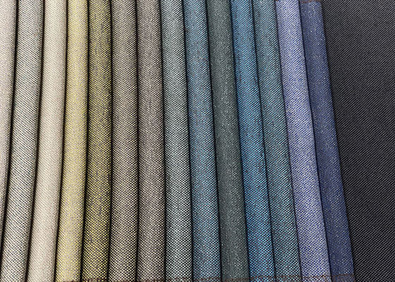100% Polyester linen tahan air terlihat polos kain pelapis sofa dicelup kain murah